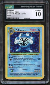Poliwrath CGC 10 Shadowless 1st Edition Base Set 