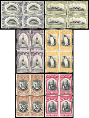 Falkland Islands 1933 Centenary Set in Blocks of 4 – Lot 109