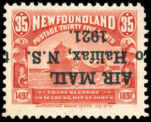 1921 35c Air Red with Inverted Overprint – Lot 197