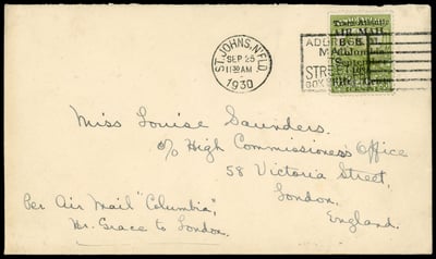 1930 ‘Columbia’ 50c on 36c Flown Cover – Lot 201